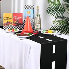 Preboun 6 Pcs Plastic Checkered Table Runner 14 x 108 Inch Racetrack Road Tab…