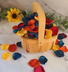 Teal, Burgundy Rust Yellow Sunflower Fall Wedding Decor Flower Petals I Do BBQ