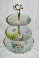 Custom Three Tier Tea Party Cake Stand Made With Vintage Hand Painted Plates