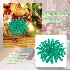 6 Pcs 4 Inch Grosgrain Curly Bows for Gift Wrapping Self-Adhesive Dark Green