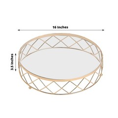 16″ Gold Clear Round Metal Glass Geometric Cake Stand Wedding Party Decorations