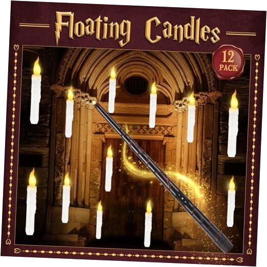 Halloween Decorations,Floating Candles with Magic Wand Remote Control-Battery