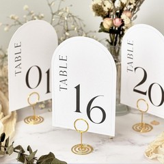 Minimalist Arch Wedding Table Numbers 1-20 with Head Table – 4×6 Inch | Textu…