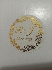 Pink Rose Gold Foil Personalized Wedding Engagement Party Favor Label Stickers