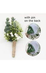 Men Wedding Eucalyptus Berry Plant Groom Boutonniere for 4 Green Boutonniere