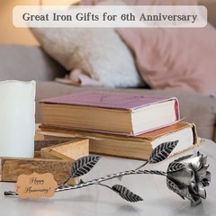 BESZONE Iron Gifts for 6th Anniversary Metal Rose 11.8x3x3 inches,
