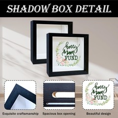 Honeymoon Fund Shadow Box Frame, Wedding Money with Slot, Greenery Black
