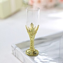12 Clear Gold 4″ Mini Champagne Flutes Party Favor Gift Holders Events Supplies