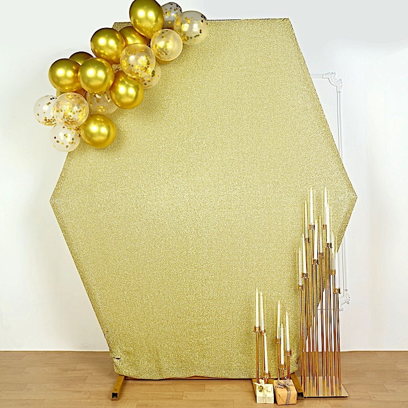 CHAMPAGNE 8 ft Metallic Spandex Hexagon STAND COVER Wedding Party Decorations