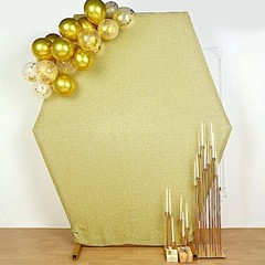 CHAMPAGNE 8 ft Metallic Spandex Hexagon STAND COVER Wedding Party Decorations