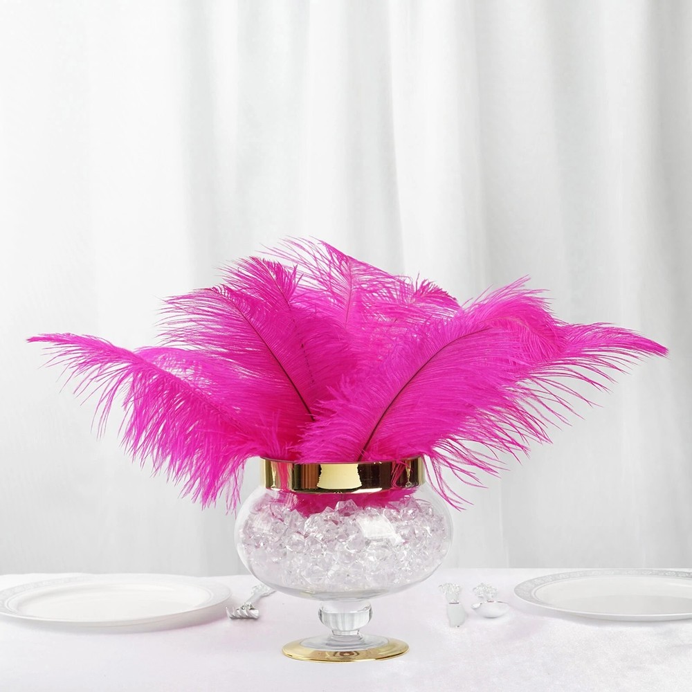 12 pcs 13-15″ long Fuchsia Genuine Ostrich FEATHERS Wedding Party Centerpieces