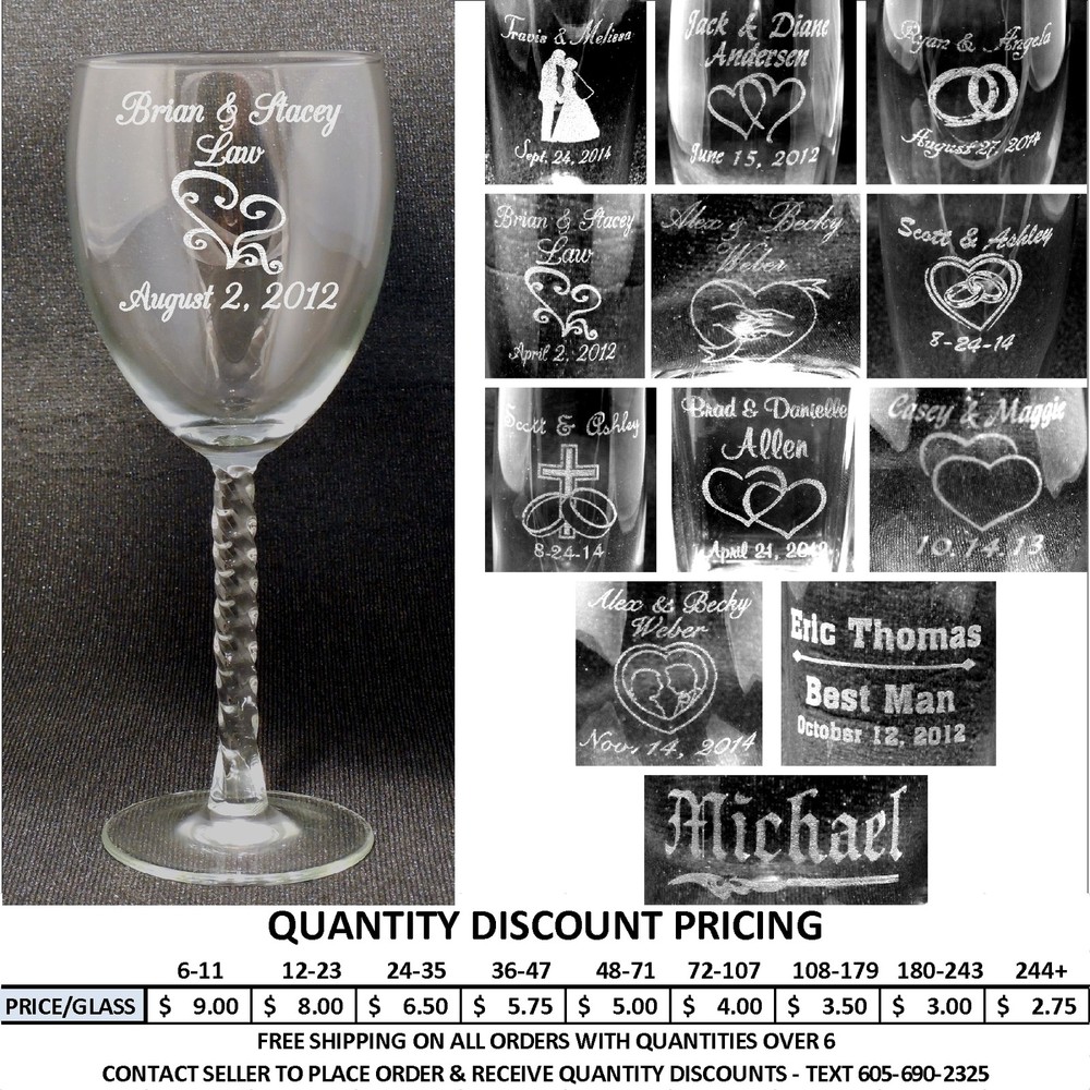 Personalized Wine Glasses Custom Laser Engraved Wedding Anniversary Party Gifts