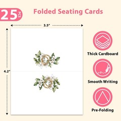 25 Pack Floral Wedding Place Cards Name Tented Food Setting Anniversary 03
