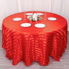 Balsa Circle 120 in Red Stripes Satin Round Tablecloth 120″ (Round),