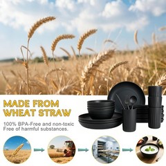 Pyrmont Dinnerware Set Wheat Straw Bowls And Plates Set Unbreakable Kitchen