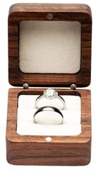 Square Solid Wood Double Ring Box Case for Wedding Ceremony Beige Inner