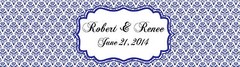 100 Baroque Navy Color Wedding Anniversary Engagement Party Water Bottle Labels