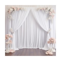 White Backdrop Curtains 10 Panels, 10 Feet Wrinkle-Free Polyester Photography…