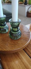 Round Ribbed Glass Taper CANDLE HOLDERS Centerpieces Party Events