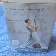 Weddingstar Hand Painted Porcelain Bride Fishing Cake Topper Figurine 5 in