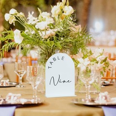 White Arch Wedding Table Numbers 1-10 with Stands 5×7 Inch Acrylic Arch Sign …