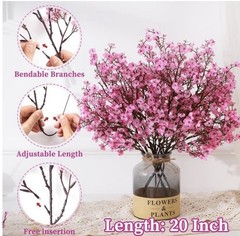 Pink Baby’s Breath Artificial Flowers 5Pcs Real Touch Faux Gypsophila Bouquet