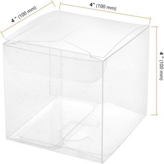 50 PCS 4 X 4 X 4 Inches Clear Plastic Gift Boxes, Clear Boxes for Favors, Transp
