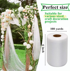 White Tulle Fabric Rolls 6 Inch by 100 Yards (300 Feet) Fabric Spool Tulle Ribbo