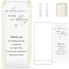 Elegant Wedding Welcome Sign Stand with Adjustable Easel and Satin Ribbon