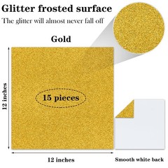 Twavang 15 Sheets Gold Glitter Cardstock Paper 12»x 12 x 12 inches, gold