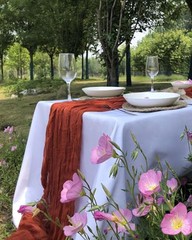 Terracotta Cheesecloth Table Runner 10 Ft 1 Pcs Gauze Table Runner 120″ x 35″