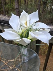 Calla Lily Bridal Bouquet White Real Feel Artificial Flowers Classic Faux