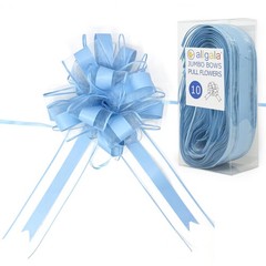 Allgala 10pc 8″ Jumbo Organza Ribbon Pull Bows – Light Blue Gift, Basket,Wedding