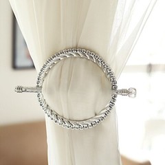 2 Round 6 in Plastic CURTAIN TIE Backs Braided Design Acrylic Crystals Party