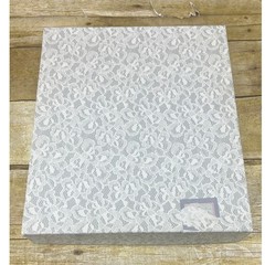 Hallmark Our Wedding Photo Album Pink White Striped Damask 3-Ring Binder Boxed
