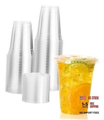 160 Pack 16 OZ PET Clear Plastic Cups with Lids, 16 OZ Crystal 16 OZ Clear