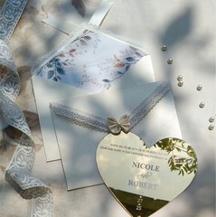 Personalized Gold Mirror Vintage Acrylic Invitations 2026 & Ivory Lace Envelopes