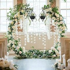 2Pcs 8.2ft Gold Metal Wedding Arch Backdrop Stand Party Balloon Floral Frame