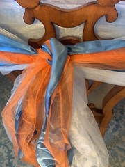 Chair Sash Ensembles Cream, Blue & Orange, Variety -Check details, Pre-tied