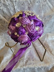 Jewled Light And Dark Purple Wedding Boquet Lots Of Detail.