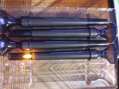 Kakoya Flameless Smoky 6 pack Taper Candles w/2 remote and stands 9 1/2″ Tall