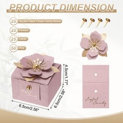 Wedding Favor Box with Light Pink Floral Decor, (2.5 x 2.5 Inch, Pink)(25 Pcs)