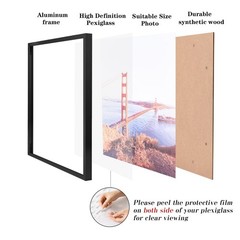 wyooxoo 11×14 Picture Frame Black Aluminum Frame with Polished Plexiglass – H…