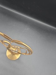 BRASS HEART SHAPED WEDDING ANNIVERSARY CAKE TOPPER WITH SWAN
