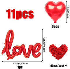 10/407pcs Red LOVE Balloon Decoration Set Heart Balloons Party Kit – NEW