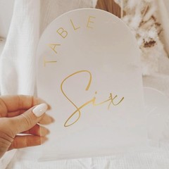 Frosted Arch Wedding Table Numbers 1-10 with Stands 5×7 Inch Acrylic Arch Sig…