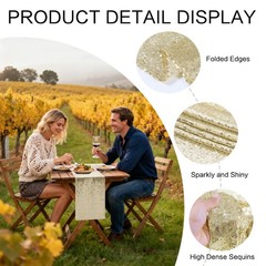 2 Pack Sequin Table Runner 12 x 72 Inches Glitter Table Runner for Birthday P…