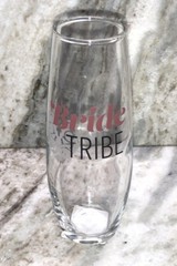 “Bride Tribe” Stemless Bridal Champagne Flute Glass 9.6oz Wedding Bridal Shower