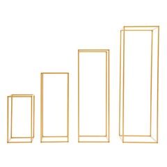 4PCS Gold Flower Stand Rectangular Rack Set For Wedding Table Centerpieces Decor
