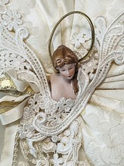 Vtg Wedding Ring Bearer Pillow Victorian Bride Brocade Ivory Satin Lace Ribbons